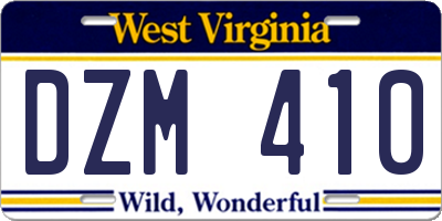 WV license plate DZM410