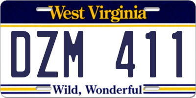 WV license plate DZM411