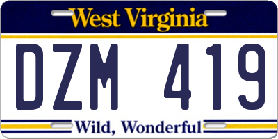 WV license plate DZM419