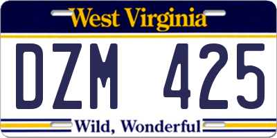 WV license plate DZM425