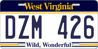 WV license plate DZM426