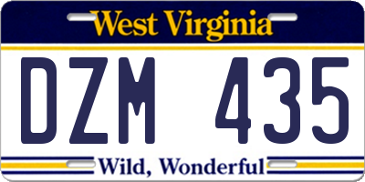 WV license plate DZM435