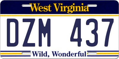 WV license plate DZM437