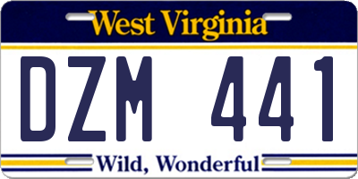 WV license plate DZM441