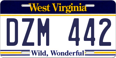 WV license plate DZM442