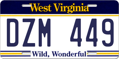 WV license plate DZM449