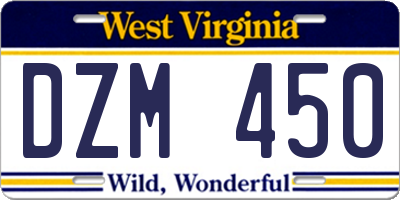 WV license plate DZM450