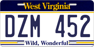 WV license plate DZM452
