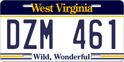 WV license plate DZM461