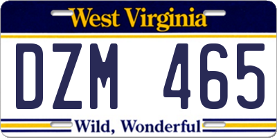 WV license plate DZM465