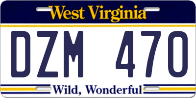 WV license plate DZM470