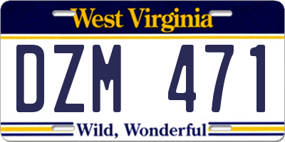 WV license plate DZM471
