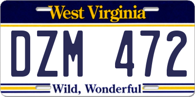 WV license plate DZM472