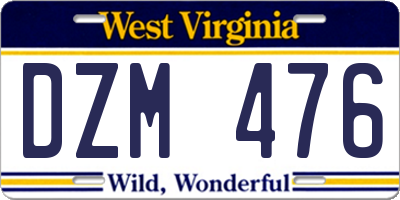 WV license plate DZM476