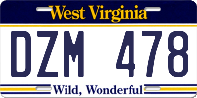 WV license plate DZM478