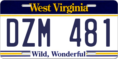 WV license plate DZM481