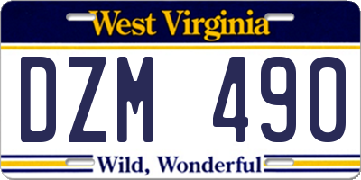 WV license plate DZM490
