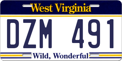 WV license plate DZM491