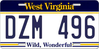 WV license plate DZM496