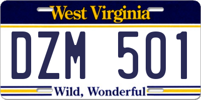 WV license plate DZM501