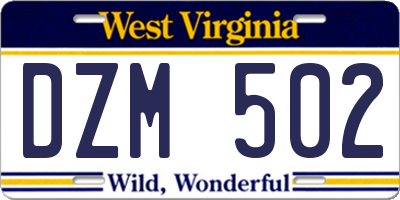 WV license plate DZM502