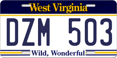 WV license plate DZM503