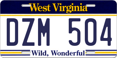 WV license plate DZM504