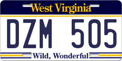 WV license plate DZM505