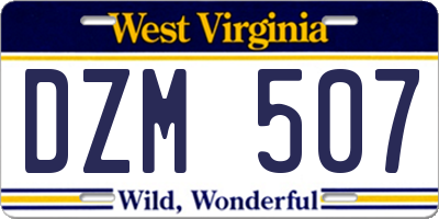 WV license plate DZM507