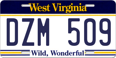 WV license plate DZM509