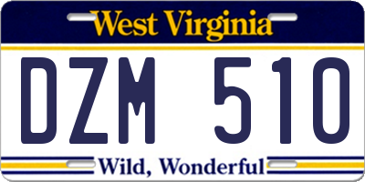 WV license plate DZM510