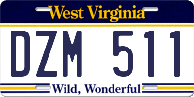 WV license plate DZM511