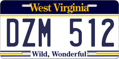 WV license plate DZM512