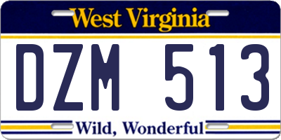 WV license plate DZM513