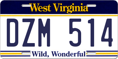 WV license plate DZM514