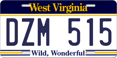 WV license plate DZM515