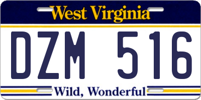 WV license plate DZM516