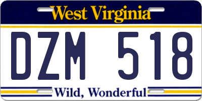 WV license plate DZM518