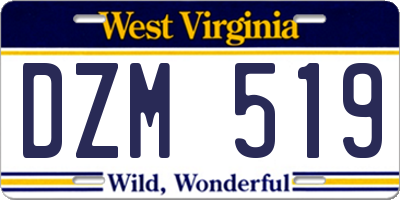 WV license plate DZM519