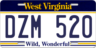 WV license plate DZM520