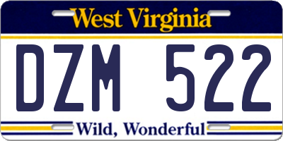 WV license plate DZM522