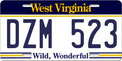 WV license plate DZM523