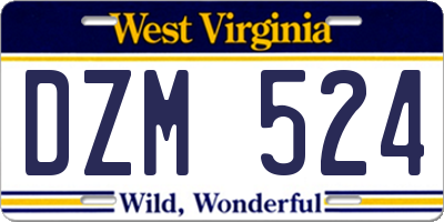 WV license plate DZM524