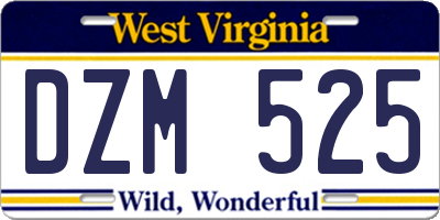 WV license plate DZM525