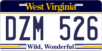 WV license plate DZM526