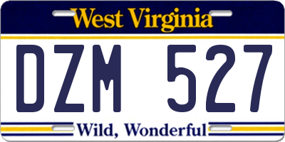 WV license plate DZM527