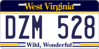 WV license plate DZM528