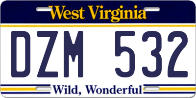 WV license plate DZM532