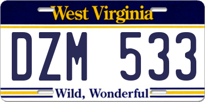 WV license plate DZM533