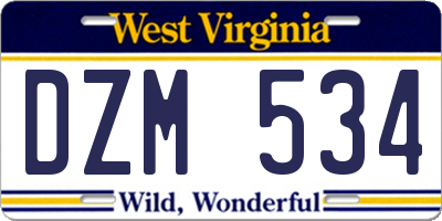 WV license plate DZM534